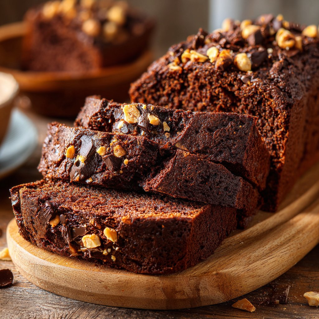 Bananenbrot mit Kakao und Haselnüssen