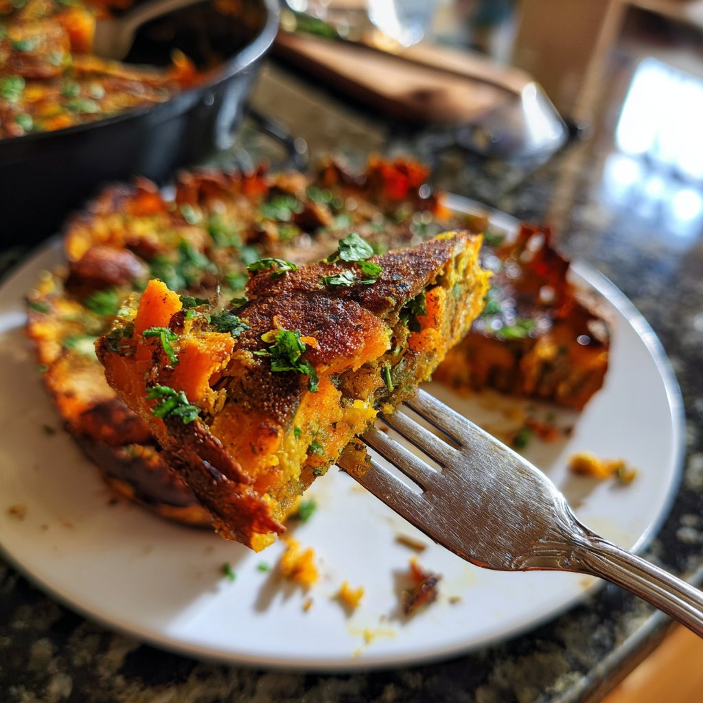 Vegetarisches Abendessen mit Süßkartoffelpfanne