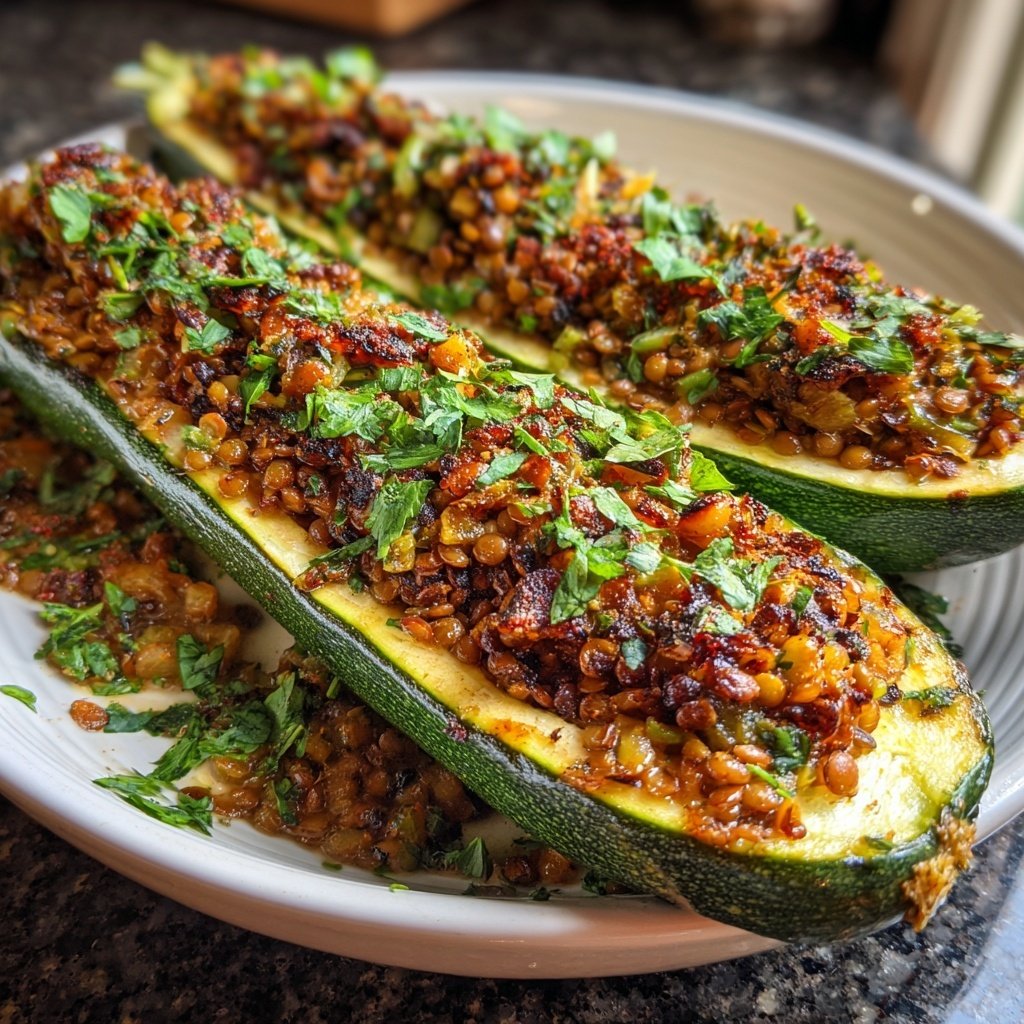 Gefüllte Zucchini mit Linsen