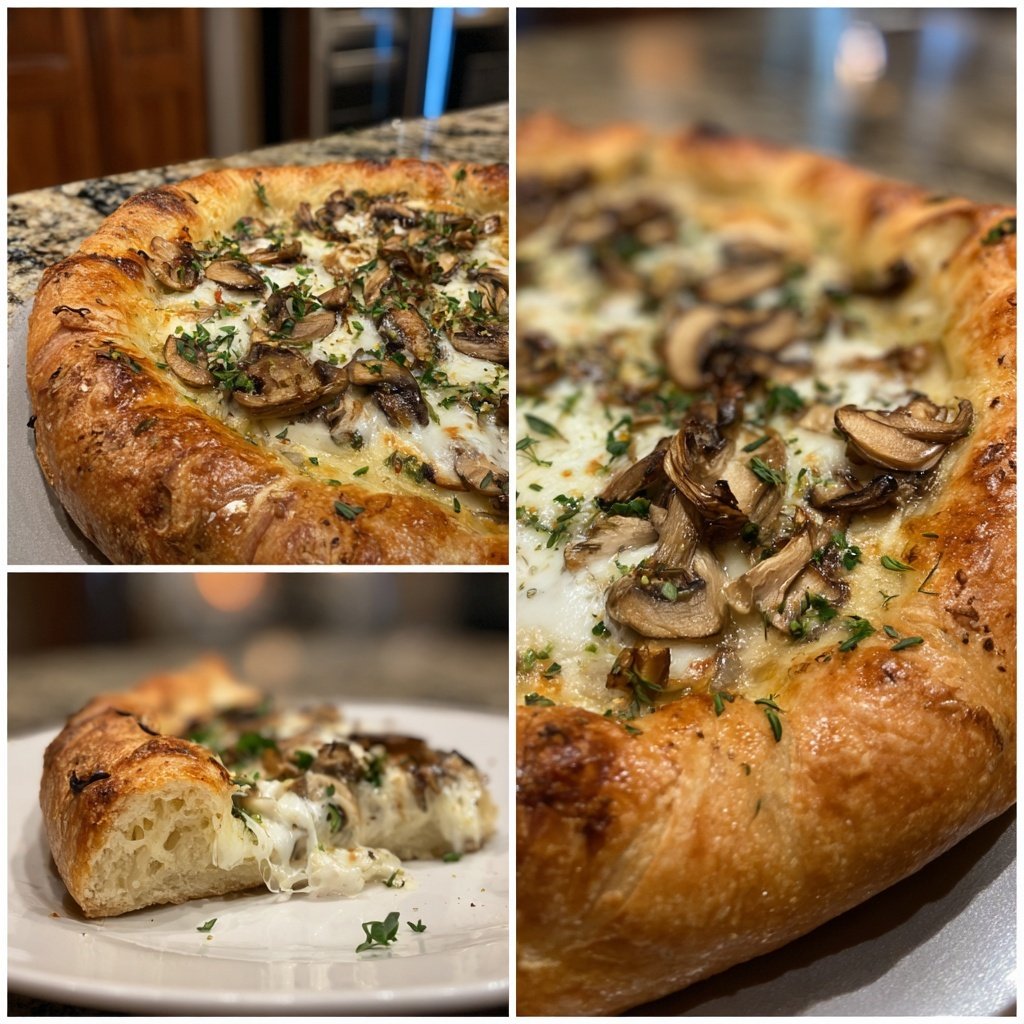 Pizza mit Pilzen und Thymian