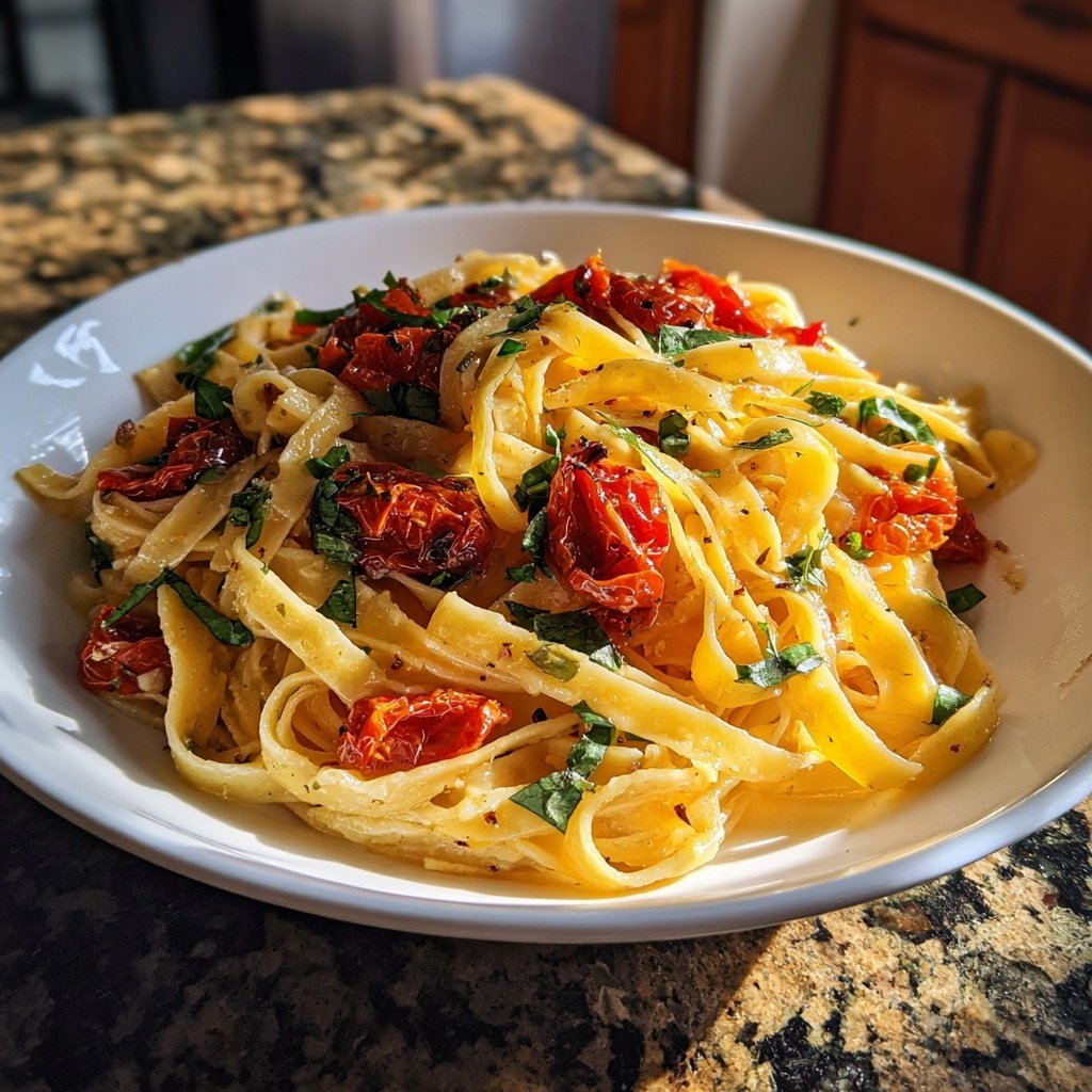 Tagliatelle mit Ofentomaten