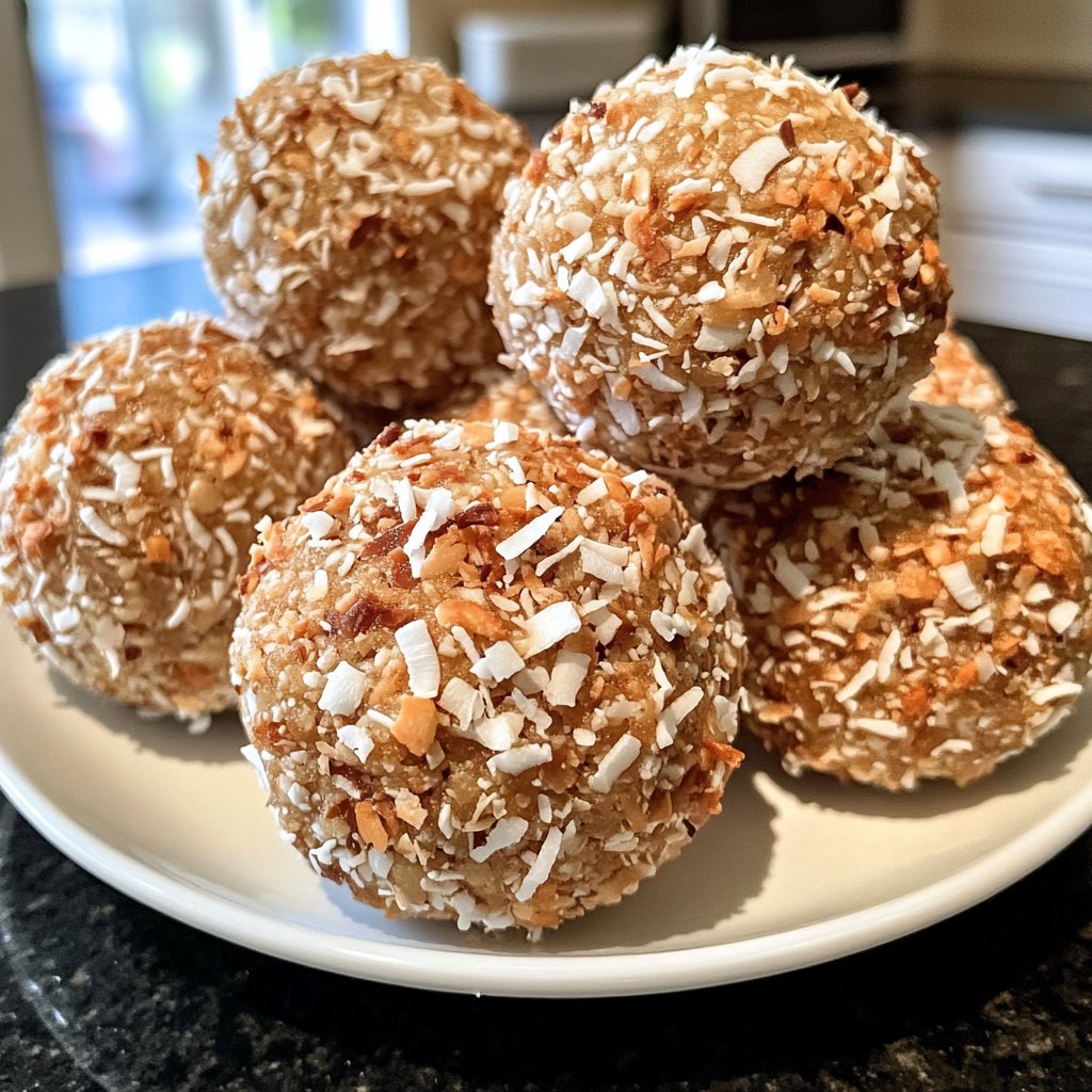 Protein Bällchen mit Kokosraspeln