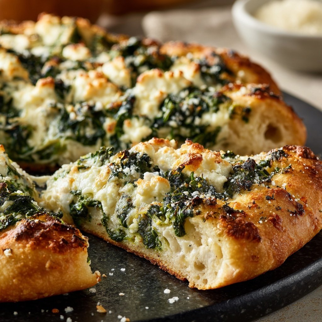 Pizza mit Spinat und Ricotta